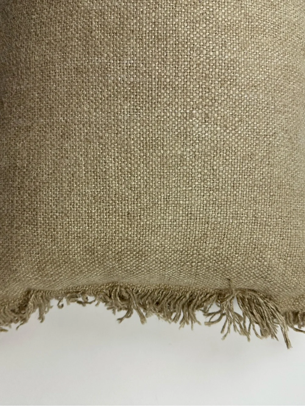 Crate & Barrel European Flax Texture Fringe Accent Pillow Size 24 x 16 Inches